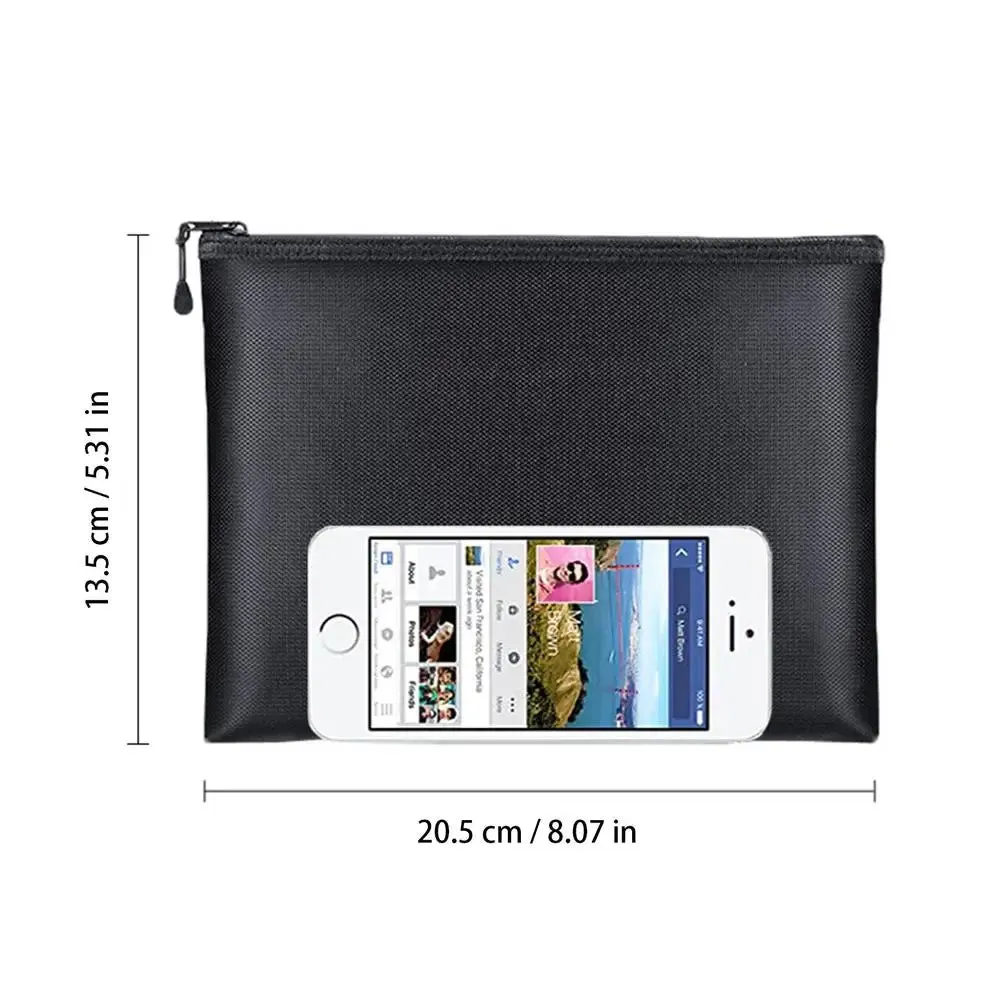 Fireproof Document Bag Waterproof Money Bags Fire Safe Storage Pouch with Zipper Cash File Envelope Holder for Home Office
