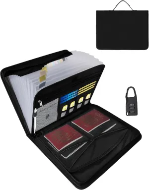 Fireproof Document Bag with Handle and Lock - Accordion File & Important Document Organizer, Holder for Documents, Birth Certificate, Passport, Citizenship Certificate, etc., and Waterproof