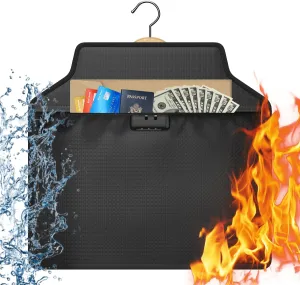 Fireproof Document Bag with Lock and Anti-Theft, Hanger Diversion 17.7"x16.4", Four-Layer Waterproof and Fireproof Coating, Waterproof Zip, Suitable for Travelling, Camping, Home Security