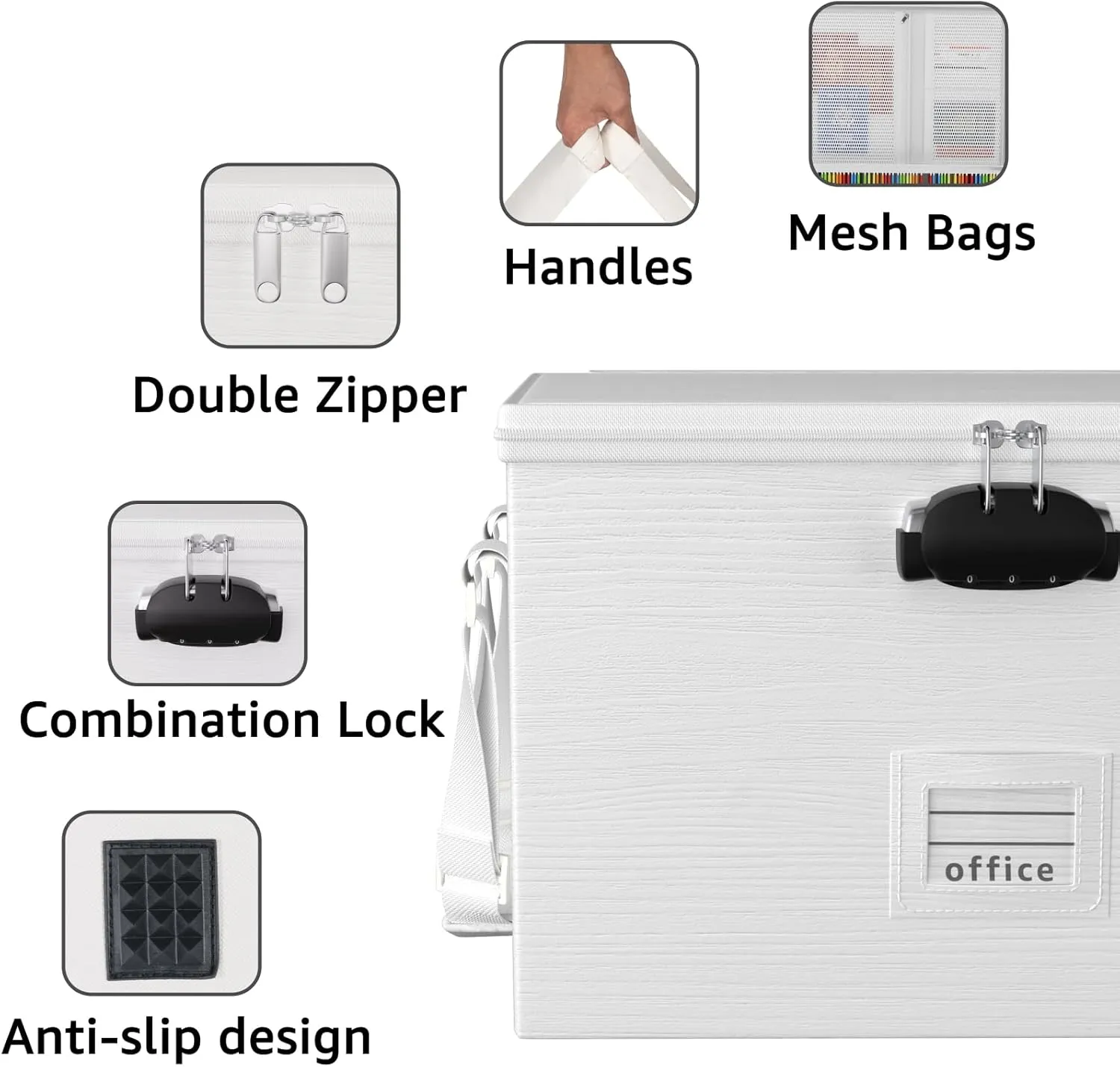 Fireproof Document Box File Organizer - Waterproof Locking Filing Portable Storage Box with Handle for Hanging Letter/Legal Folder Important Document