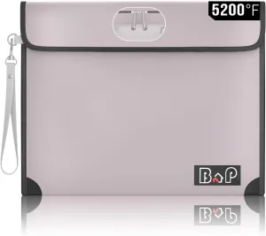 Fireproof Money Bag with Lock - 4200℉ Heat Insulated, BALAPERI Waterproof Zipper Pouch, Fireproof Document Bag for Cash, Letter A4 A5 Size Documents, Passport and Valuables, 13.9"x10.6"(Silver)