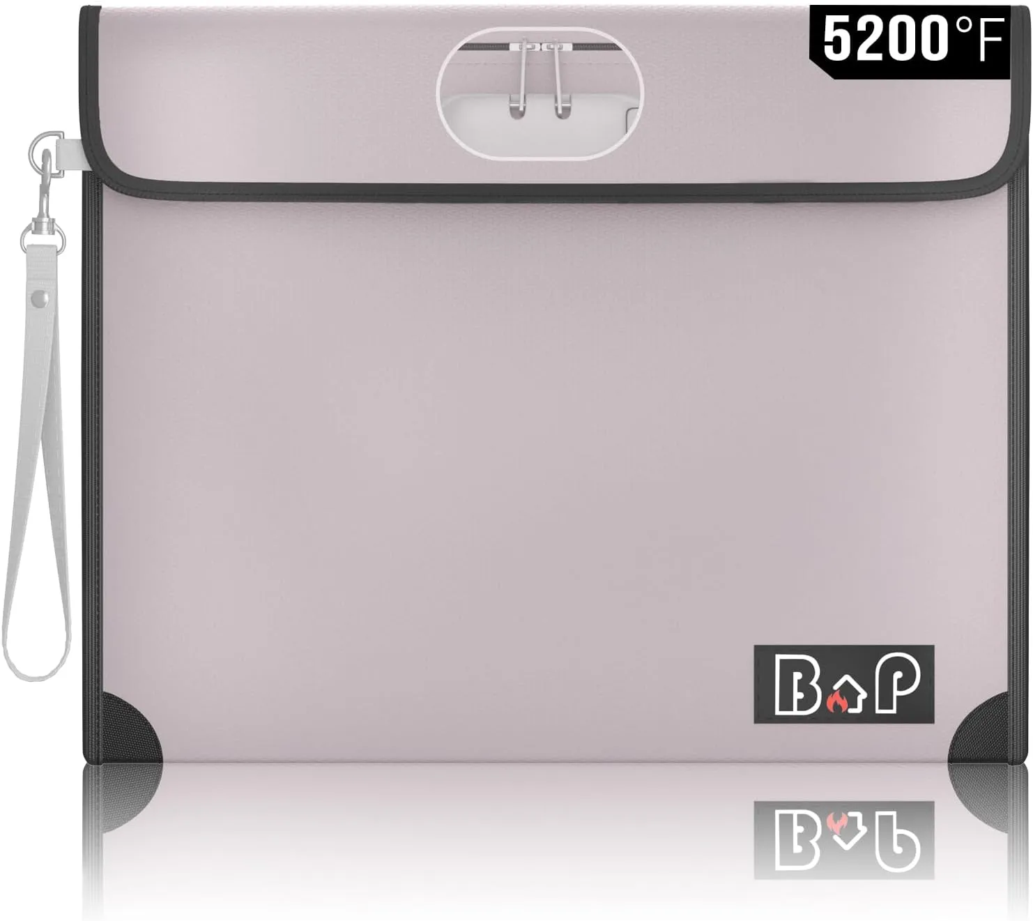 Fireproof Money Bag with Lock - 4200℉ Heat Insulated, BALAPERI Waterproof Zipper Pouch, Fireproof Document Bag for Cash, Letter A4 A5 Size Documents, Passport and Valuables, 13.9"x10.6"(Silver)