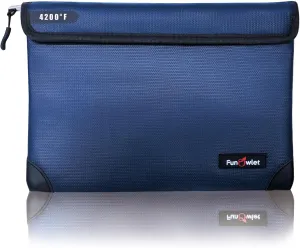 Fireproof Waterproof Money Document Bag - with 4200°F Heat Insulated, Safe Fireproof Storage Pouch with Zipper, Upgraded 8 Layers of Functional Materials for Documents,Valuables (11"x7.7", Blue)