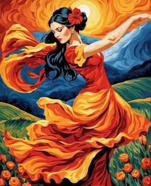 Flamenco Dancer PD (6) - Van-Go Paint-by-Number Kit 40x50cm w/o Frame