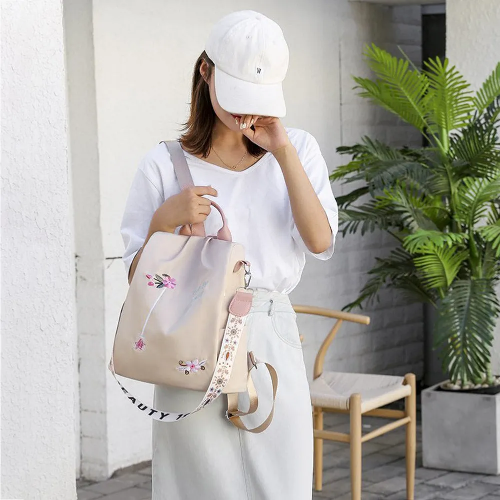 Floral Embroidered Womens Crossbody Backpack
