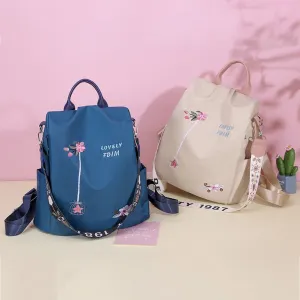 Floral Embroidered Womens Crossbody Backpack