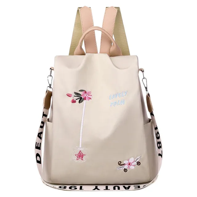 Floral Embroidered Womens Crossbody Backpack