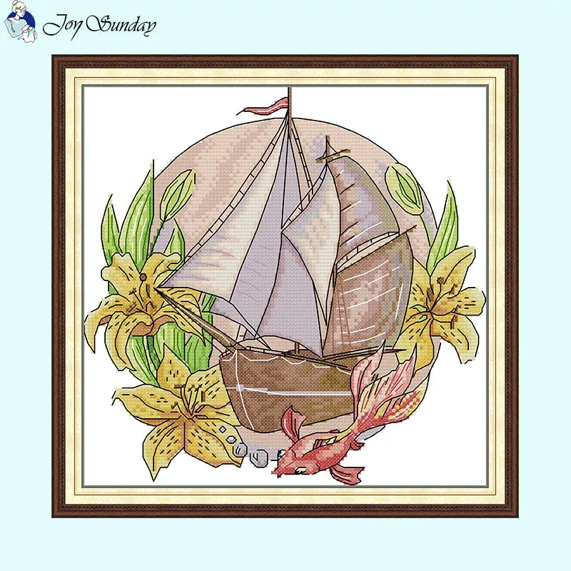 Flower Tour Floral Sailboat Pattern Cross Stitch Kits