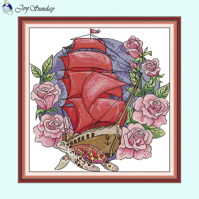 Flower Tour Floral Sailboat Pattern Cross Stitch Kits