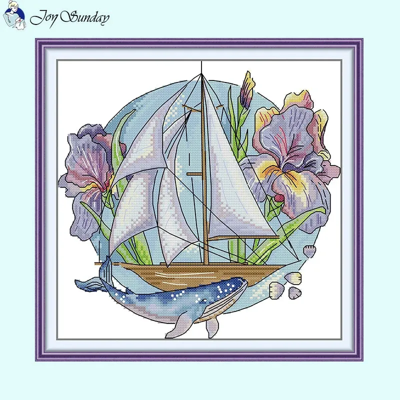 Flower Tour Floral Sailboat Pattern Cross Stitch Kits