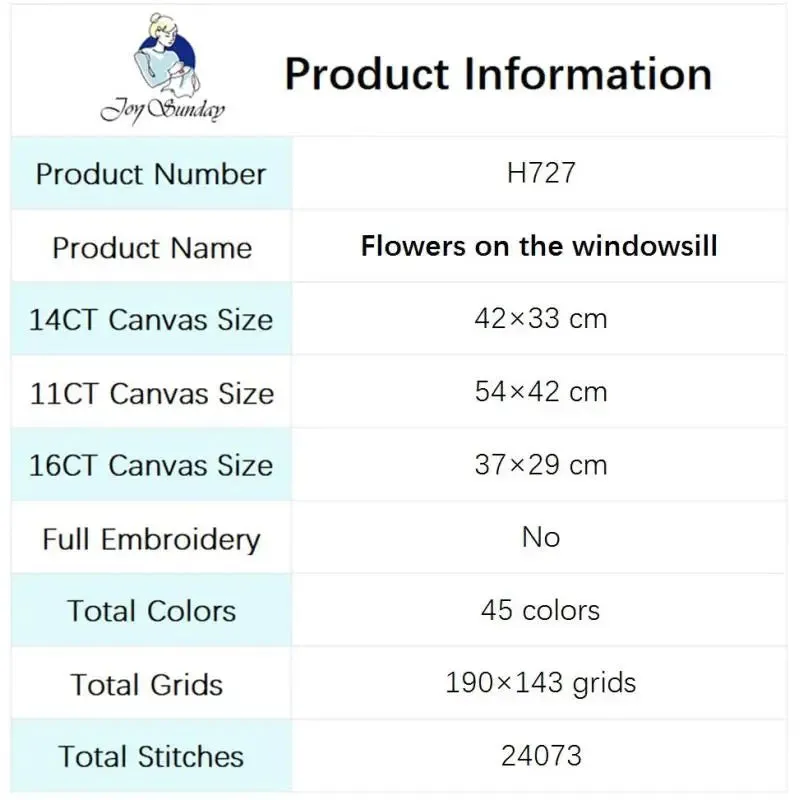 Flowers on Window Sill DIY Flowers Pattern Cross Stitch Needlework Kits