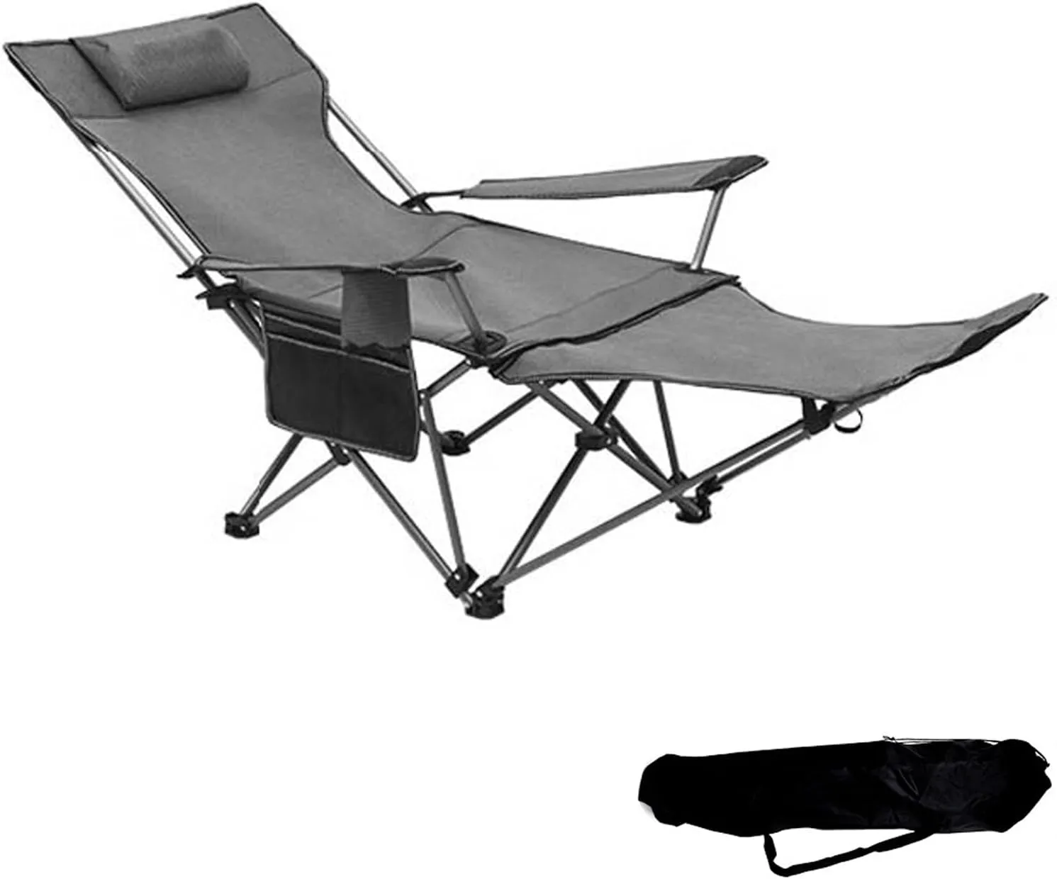 Folding Camping Chair with Detachable Footrest 2 in 1 Portable Reclining Camp Chair Adjustable Backrest with Headrests Cup Holders and Storage Bags
