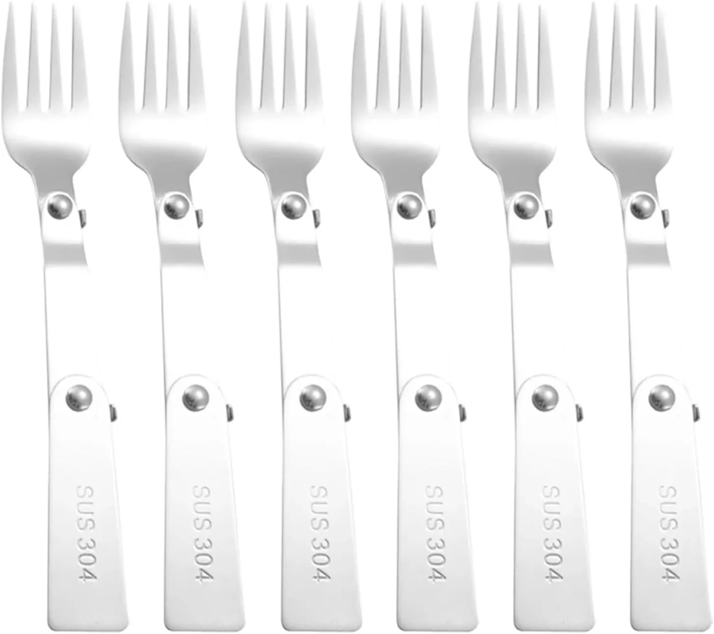 Folding Spoons 12Pcs Folding Spoon Fork Set, 304 Stainless Steel Compact Foldable Spoons Forks, Picnic Foldable Cutlery for Thermos Container Food Containers(Spork)