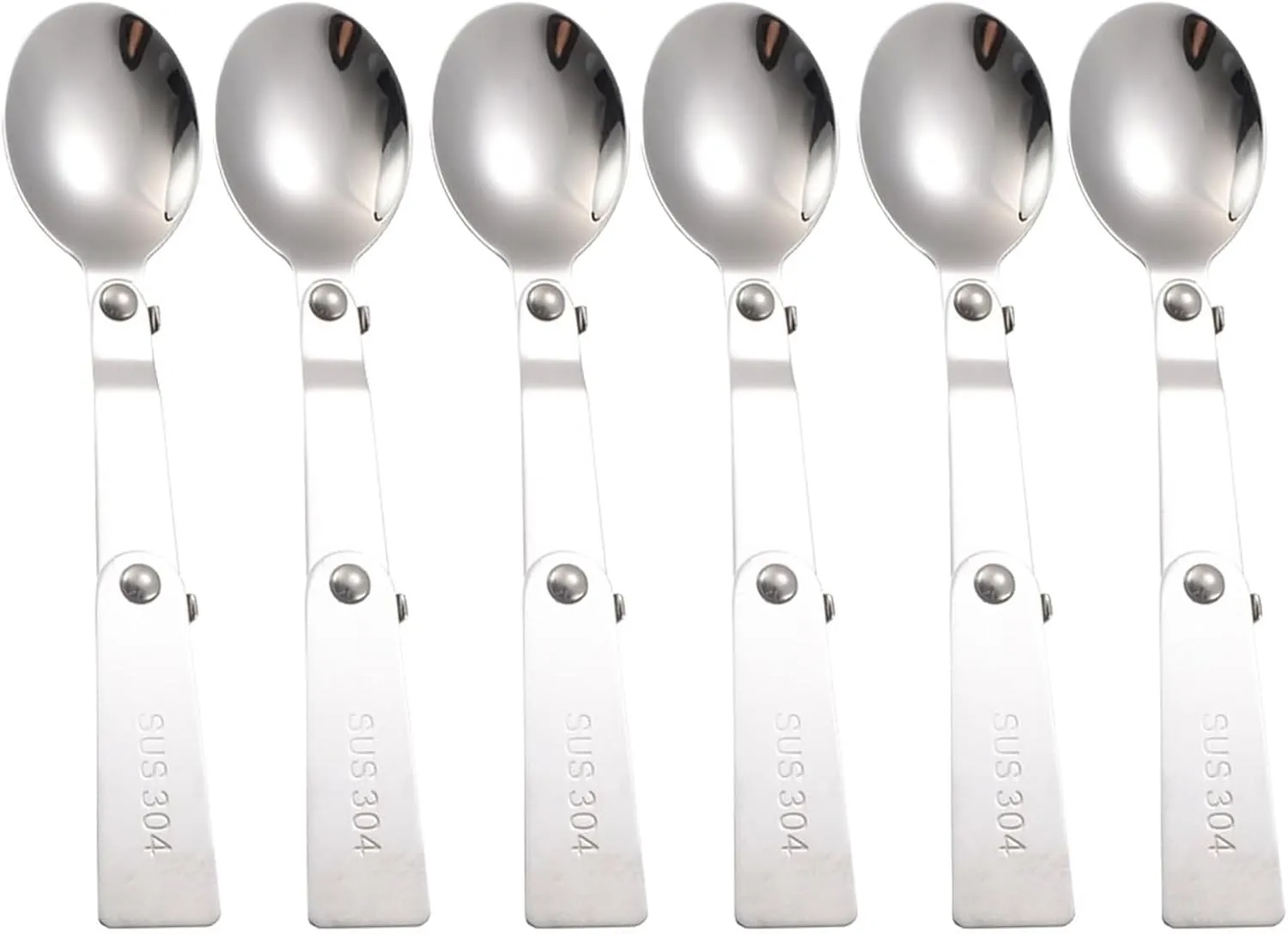 Folding Spoons 12Pcs Folding Spoon Fork Set, 304 Stainless Steel Compact Foldable Spoons Forks, Picnic Foldable Cutlery for Thermos Container Food Containers(Spork)