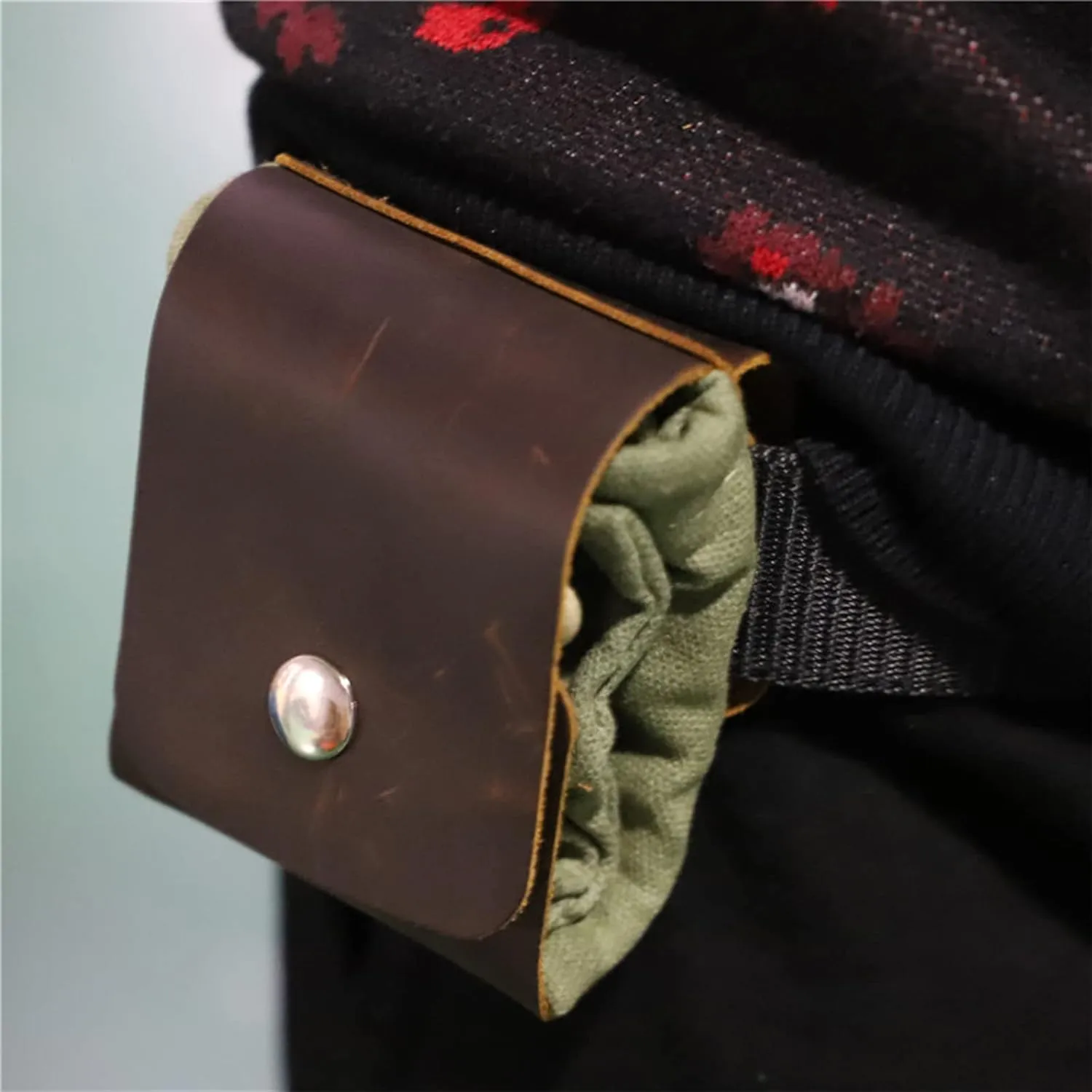 Foraging Bag Waxed Canvas Collapsible, Waxed Canvas Mushroom Foraging Pouch, Camping Bag Belt Packs Waterproof Small Leather Pouch Hunting