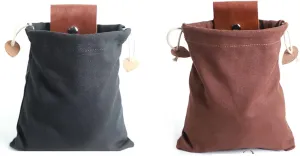 Foraging Bag Waxed Canvas Collapsible, Waxed Canvas Mushroom Foraging Pouch, Camping Bag Belt Packs Waterproof Small Leather Pouch Hunting