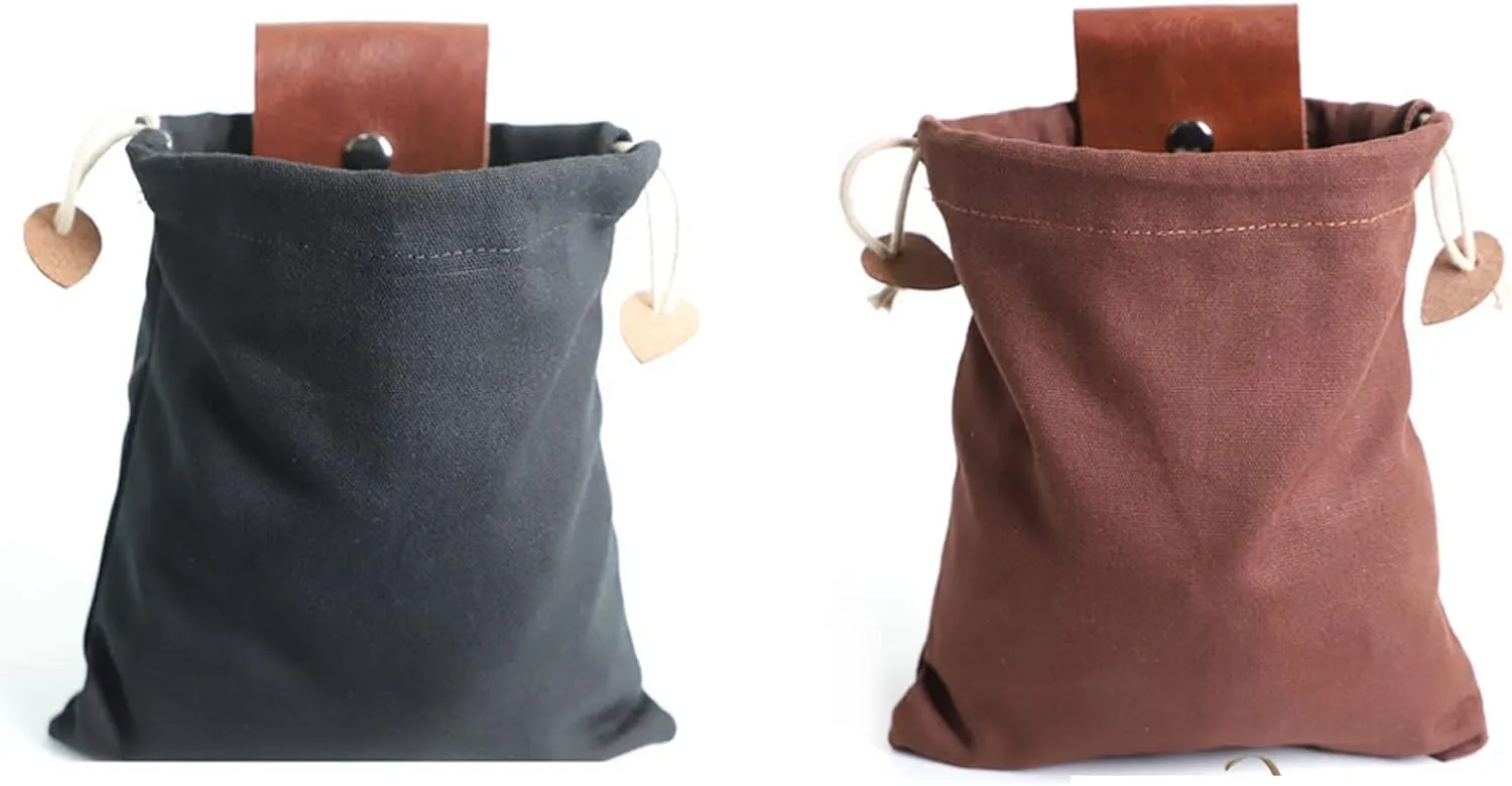 Foraging Bag Waxed Canvas Collapsible, Waxed Canvas Mushroom Foraging Pouch, Camping Bag Belt Packs Waterproof Small Leather Pouch Hunting