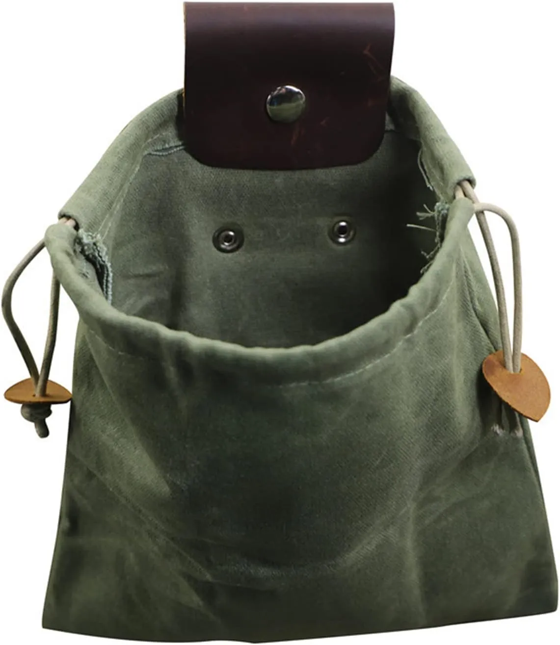 Foraging Bag Waxed Canvas Collapsible, Waxed Canvas Mushroom Foraging Pouch, Camping Bag Belt Packs Waterproof Small Leather Pouch Hunting
