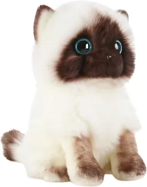 FRANKIEZHOU Lifelike Siamese Cat Stuffed Animal-White 7.87", Stuffed Cat Plush Toy,Little Cat Plush, Cat Stuffed Animals for Girls,Gifts for Kids, Home Decor