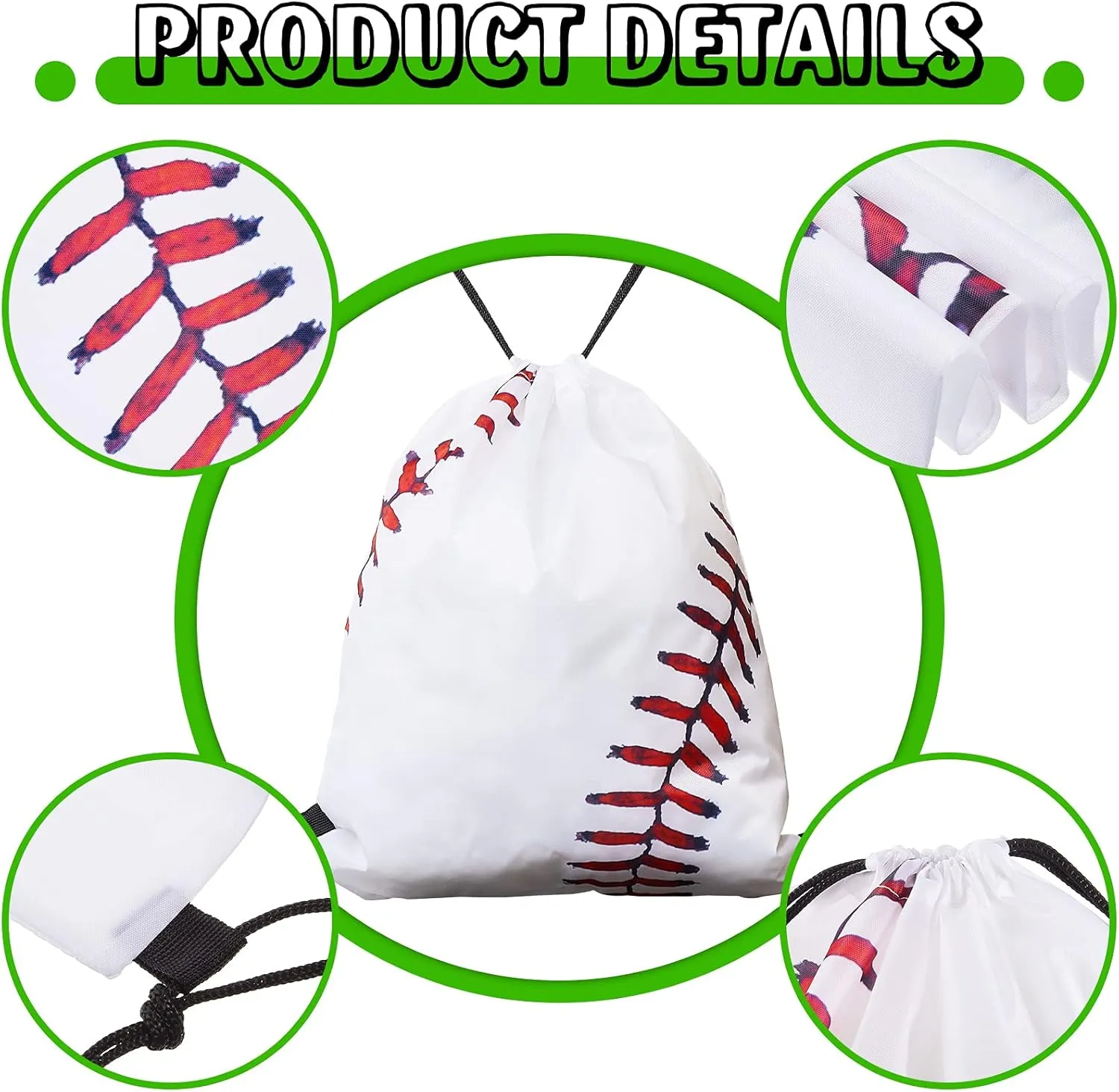 Frienda Baseball Drawstring Backpack Bag Baseball Drawstring Party Favor Bags for Gym Sports Teams(12 Pieces)
