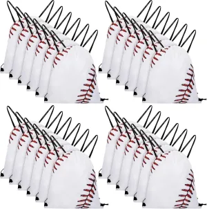 Frienda Baseball Drawstring Backpack Bag Baseball Drawstring Party Favor Bags for Gym Sports Teams(24 Pieces)