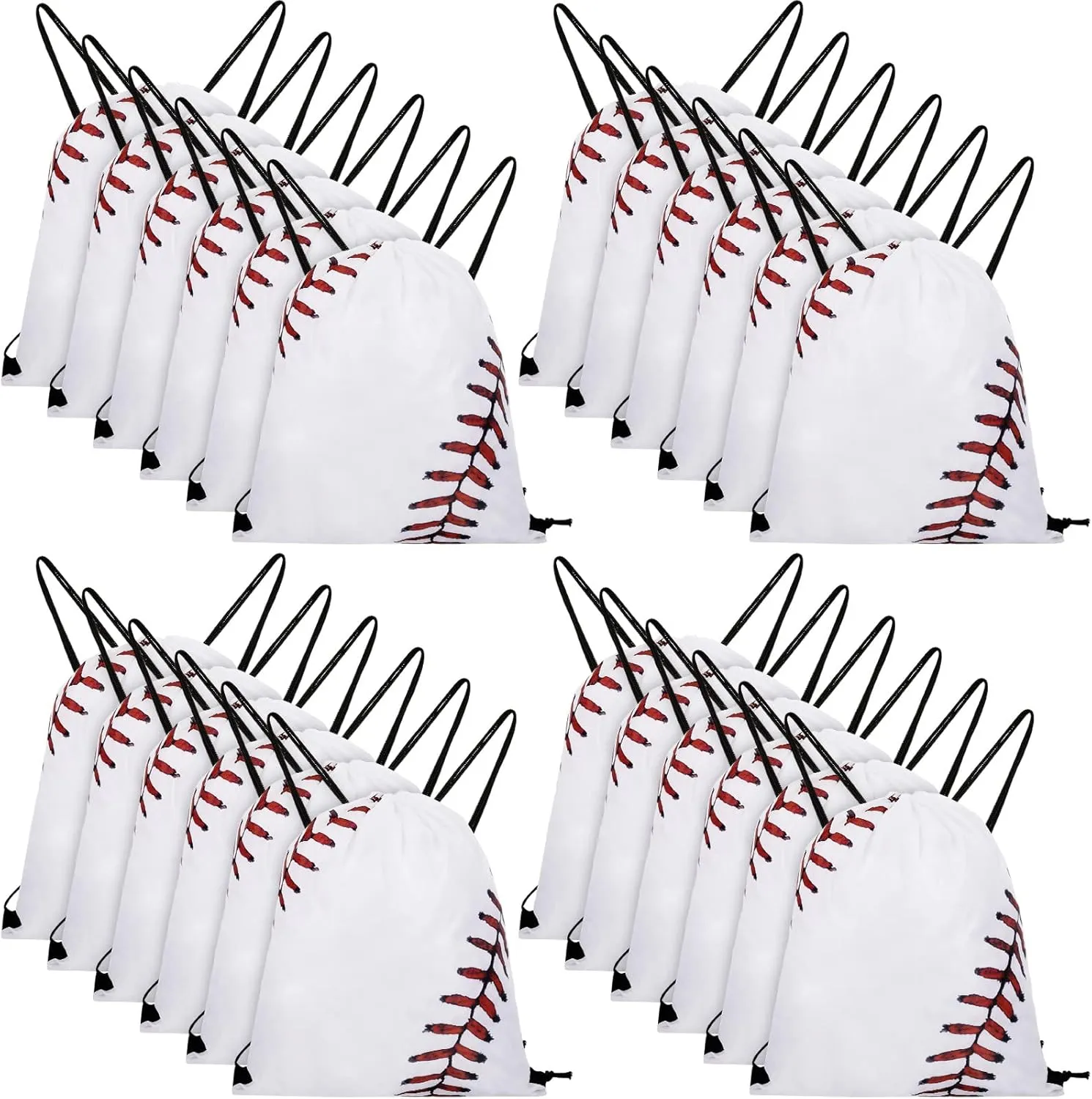 Frienda Baseball Drawstring Backpack Bag Baseball Drawstring Party Favor Bags for Gym Sports Teams(24 Pieces)