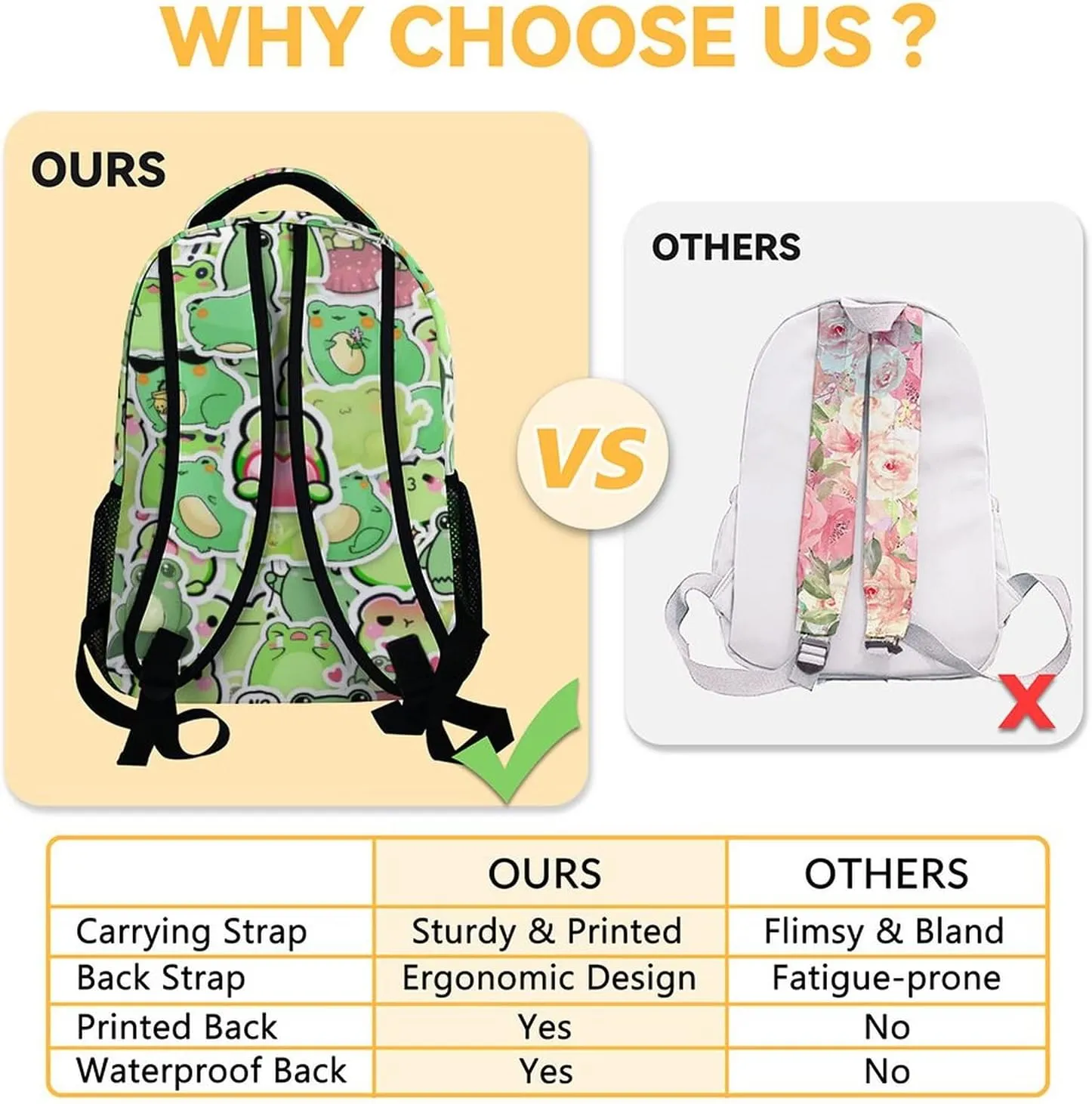 Frog Backpack for Girls Boys, 16 Inch Colorful Backpacks for School, Cute Lightweight Durable Bookbag for Kids