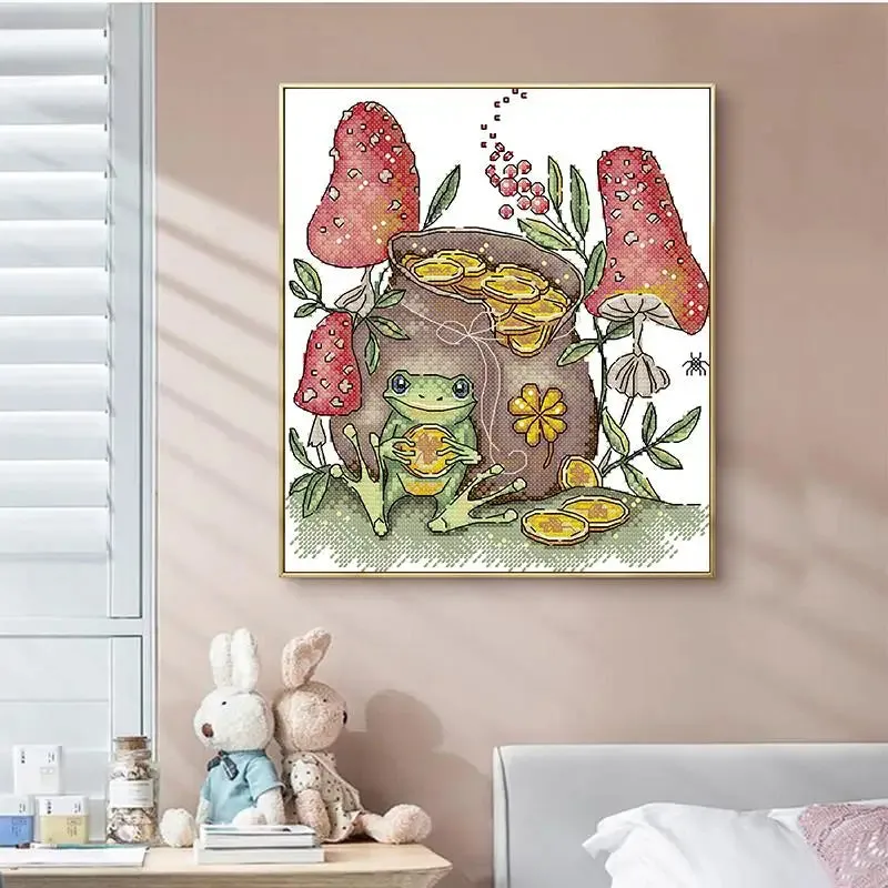 Frog Cartoon Animals Pattern Cross Stitch Kits