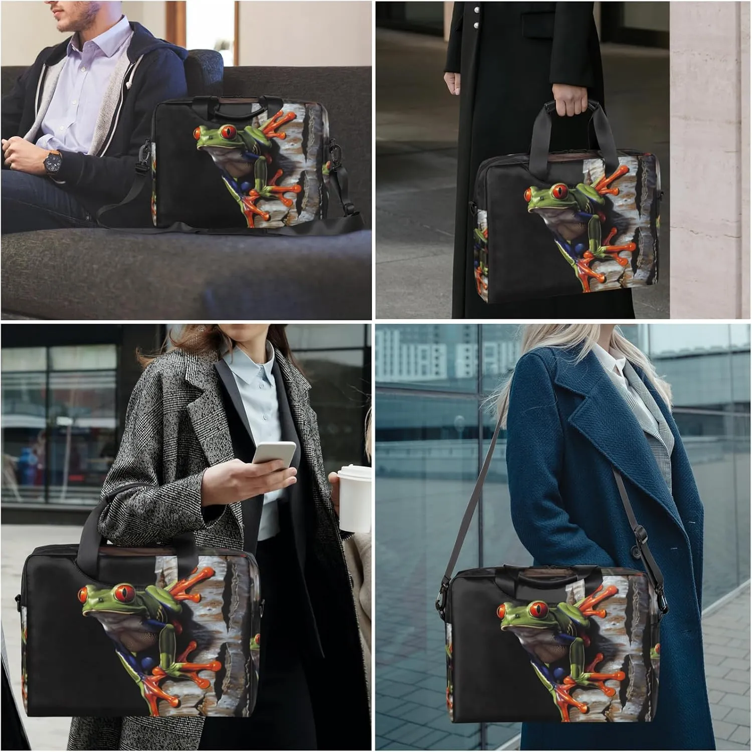 Frog Laptop Sleeve Case 14 15 15.6 inch, Frog Laptop Briefcase Shoulder Bag Waterproof Travel Computer Cover Carrying Bags