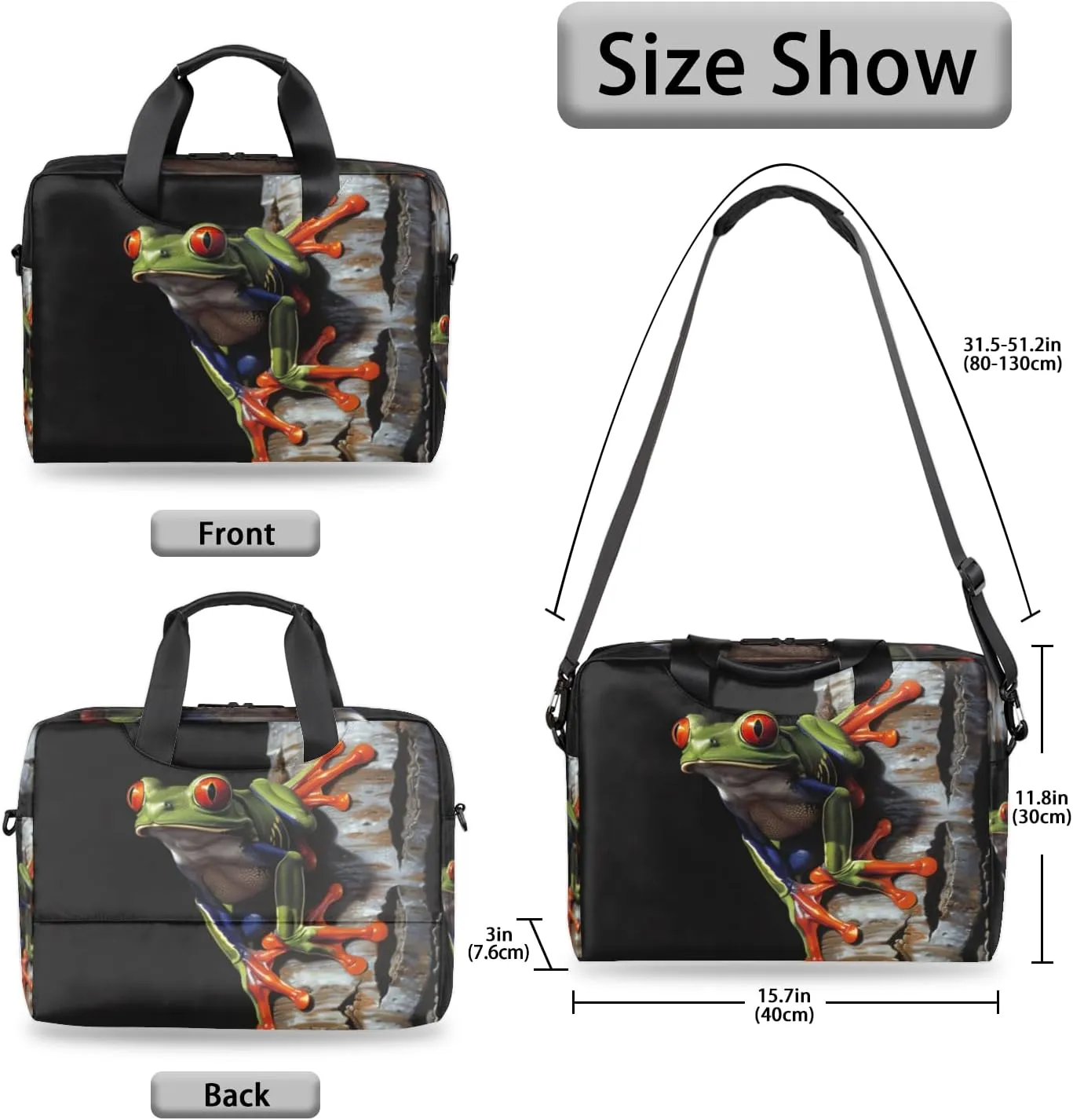 Frog Laptop Sleeve Case 14 15 15.6 inch, Frog Laptop Briefcase Shoulder Bag Waterproof Travel Computer Cover Carrying Bags