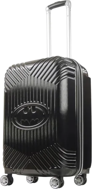 FUL DC Comics Batman Rolling Luggage, Molded Hardshell Suitcase with Spinner Wheels, Black, 25 Inch
