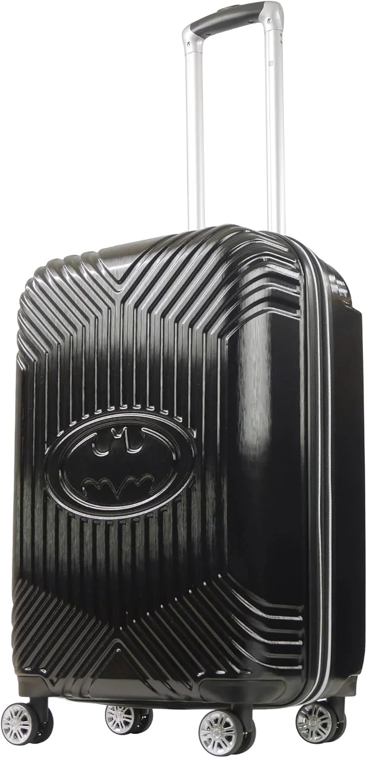 FUL DC Comics Batman Rolling Luggage, Molded Hardshell Suitcase with Spinner Wheels, Black, 25 Inch