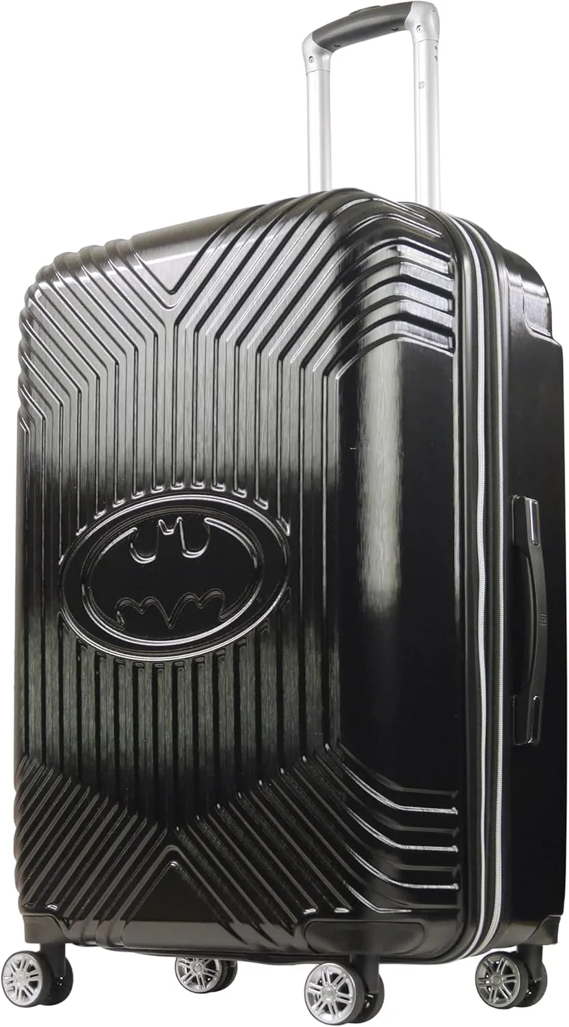 FUL DC Comics Batman Rolling Luggage, Molded Hardshell Suitcase with Spinner Wheels, Black, 29 Inch