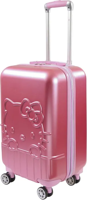 FUL Hello Kitty Carry On Luggage, Molded Hardshell Rolling Suitcase with Spinner Wheels, Pink, 21 Inch