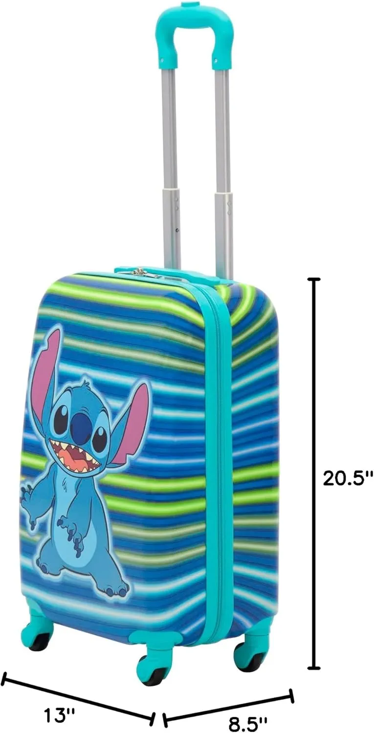 FUL Unisex Kid's Disney Stitch 21 Inch Carry On Luggage, Hardshell Rolling Suitcase with Spinner Wheels, Turquoise