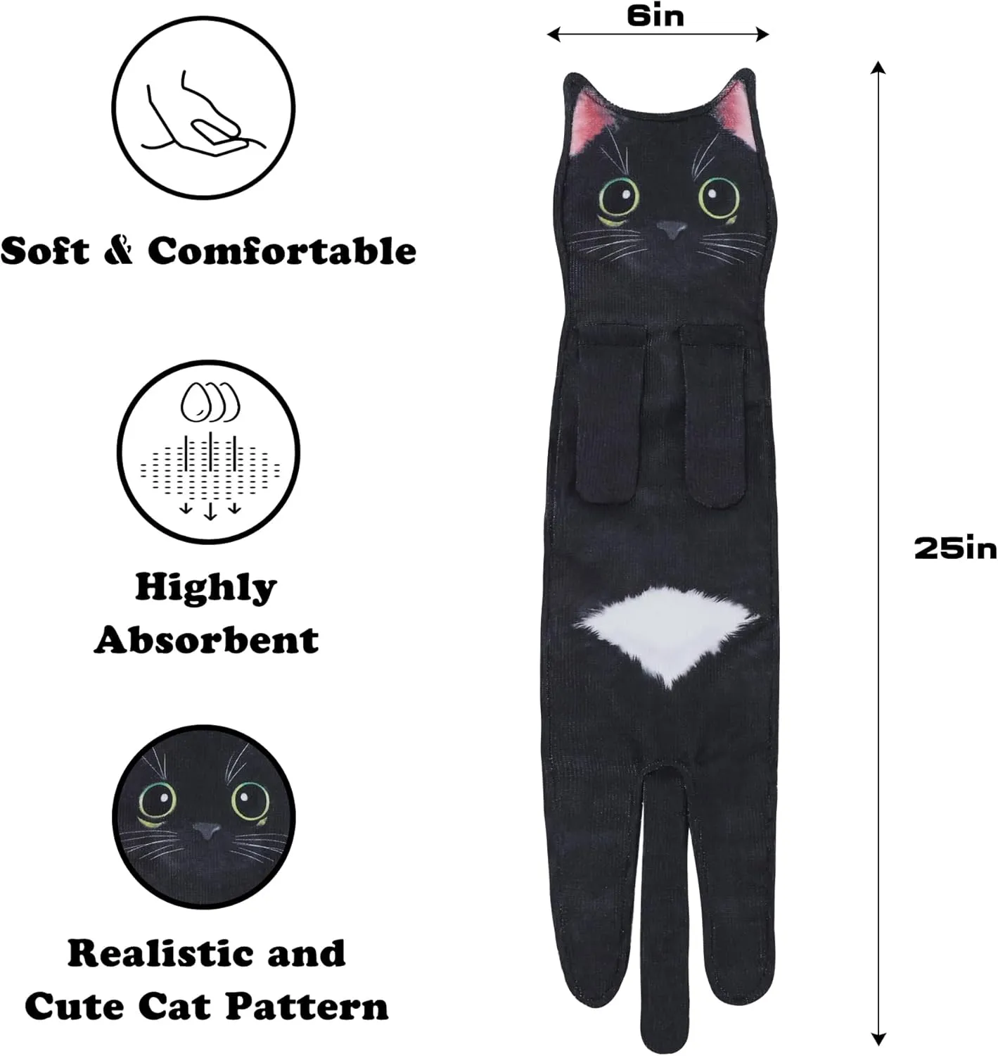 Funny Cat Hand Towels - Cute Decorative Washcloths & Face Towels, Super Absorbent & Soft - Mothers Day, Easter, House Warming & Birthday Gifts for Women Cat Lovers