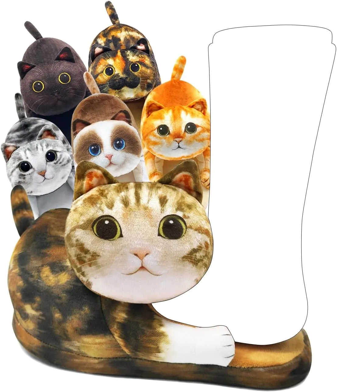 Funny Fuzzy Cat Slippers for Women - Fluffy House Shoes, Cute Animal Slippers for Indoor & Outdoor, Soft Non-Slip, Cat Gifts for Lovers, Christmas Gifts for Girls/Mom/Men