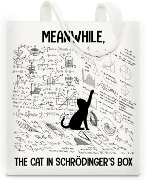 Funny Physics Teacher Gifts for Women Tote Bag Schrödinger's Cat Canvas Tote Bag Science Nerd Gift