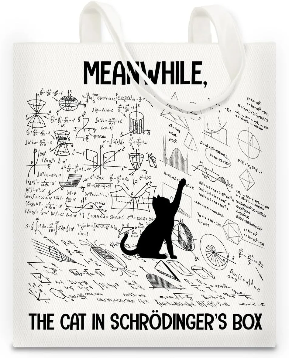 Funny Physics Teacher Gifts for Women Tote Bag Schrödinger's Cat Canvas Tote Bag Science Nerd Gift