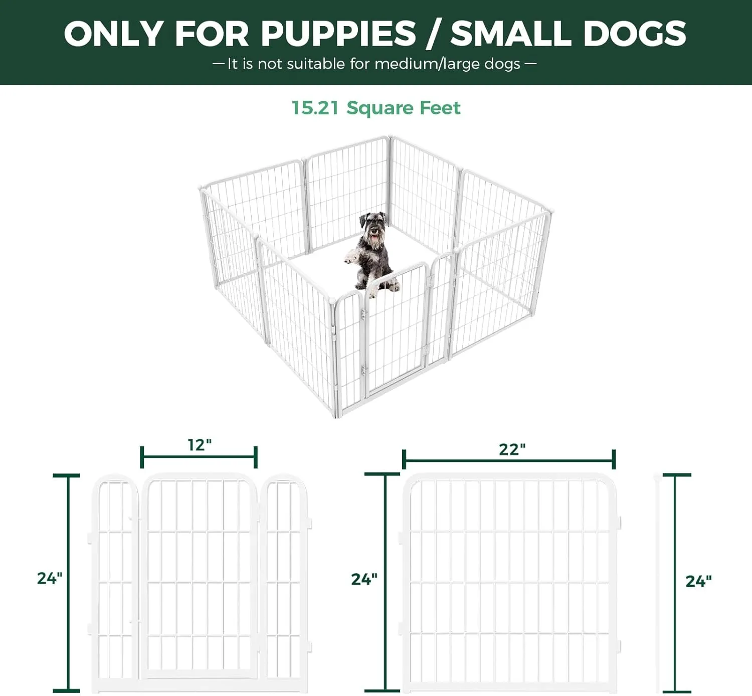 FXW Homeplus Dog Playpen for Indoor Use - Stress-Free and Safe Play, Heavy Duty 24 Inch 8 Panels Dog Pen for Puppies and Small Dogs, White│Patented