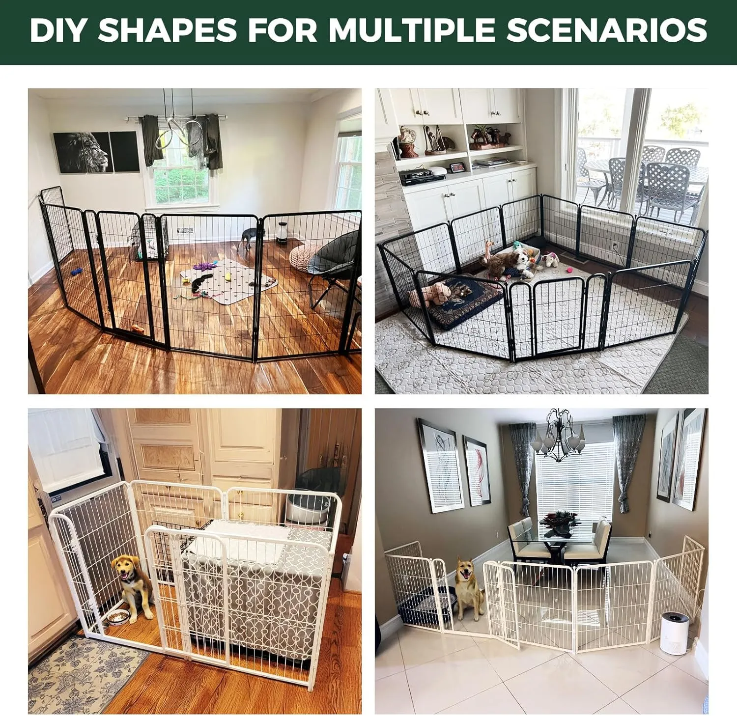 FXW Homeplus Dog Playpen for Indoor Use - Stress-Free and Safe Play, Heavy Duty 24 Inch 8 Panels Dog Pen for Puppies and Small Dogs, White│Patented