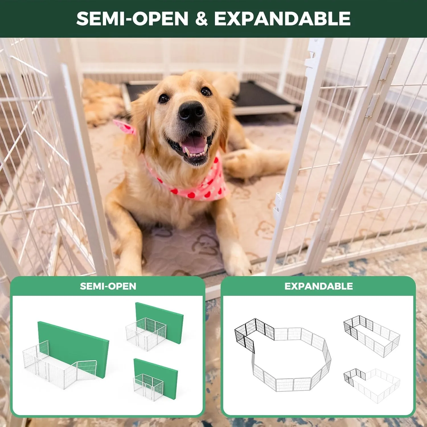 FXW Homeplus Dog Playpen for Indoor Use - Stress-Free and Safe Play, Heavy Duty 24 Inch 8 Panels Dog Pen for Puppies and Small Dogs, White│Patented