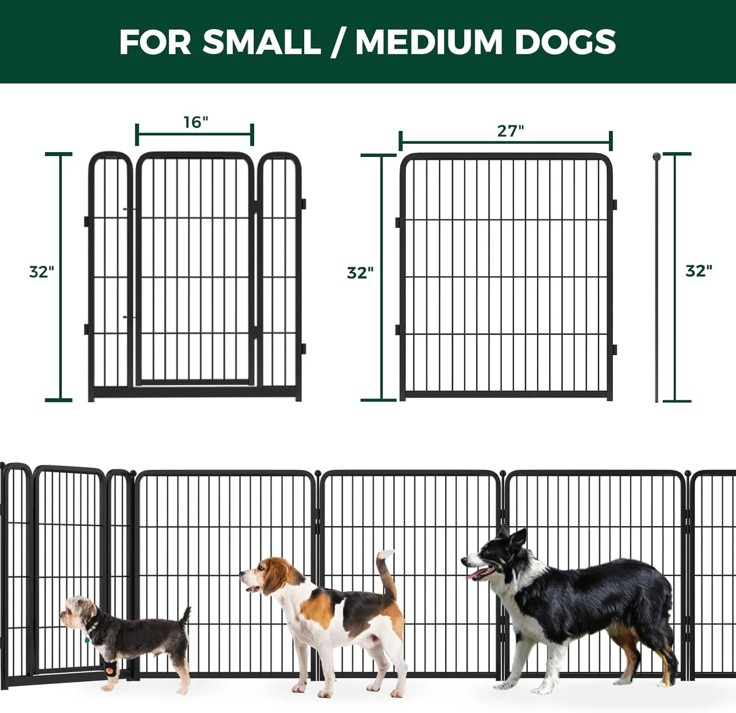 FXW Homeplus Dog Playpen for Indoor Use - Stress-Free and Safe Play, Heavy Duty 32 Inch 6 Panels Dog Pen for Puppies, Small and Medium Dogs, Black│Patented