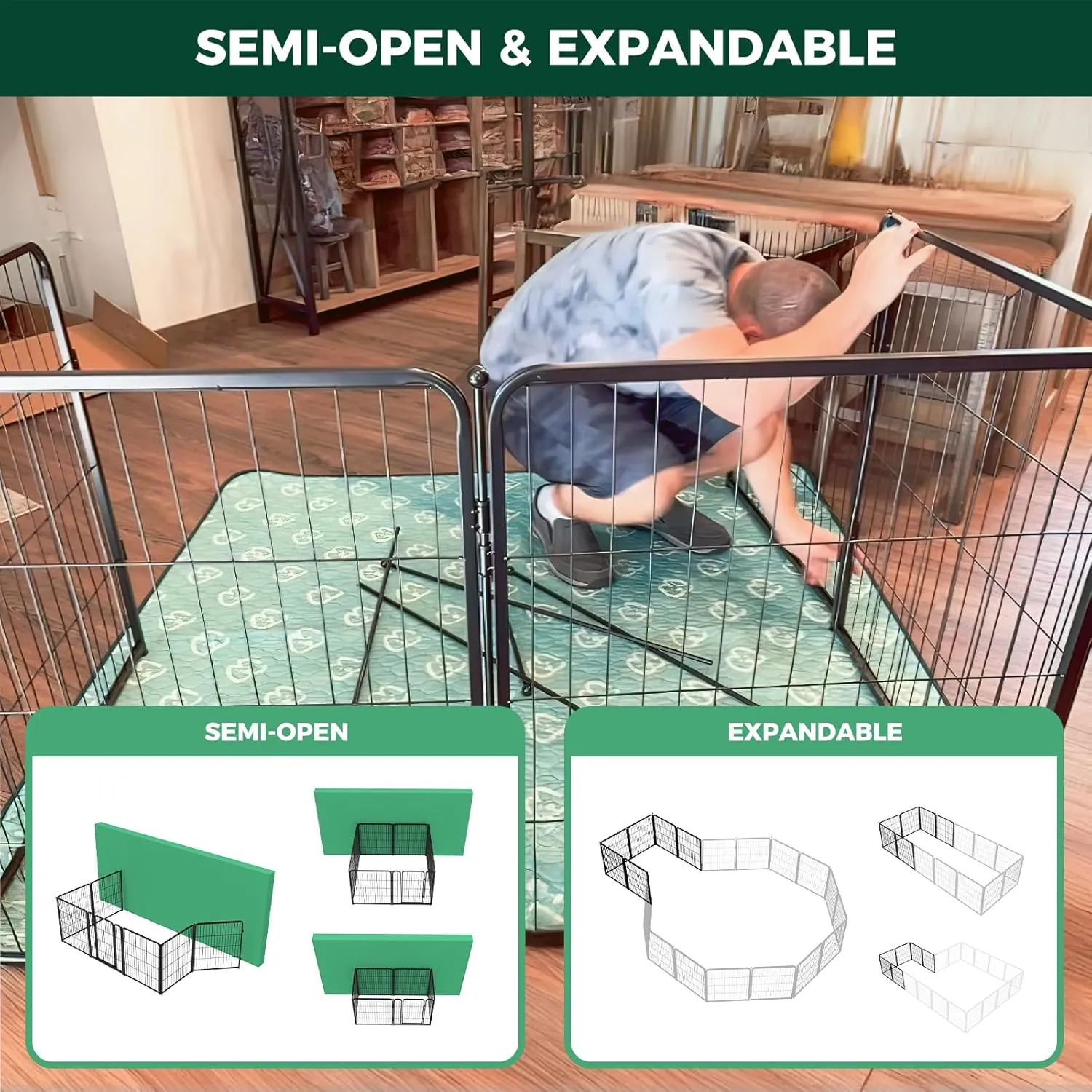 FXW Homeplus Dog Playpen for Indoor Use - Stress-Free and Safe Play, Heavy Duty 32 Inch 6 Panels Dog Pen for Puppies, Small and Medium Dogs, Black│Patented