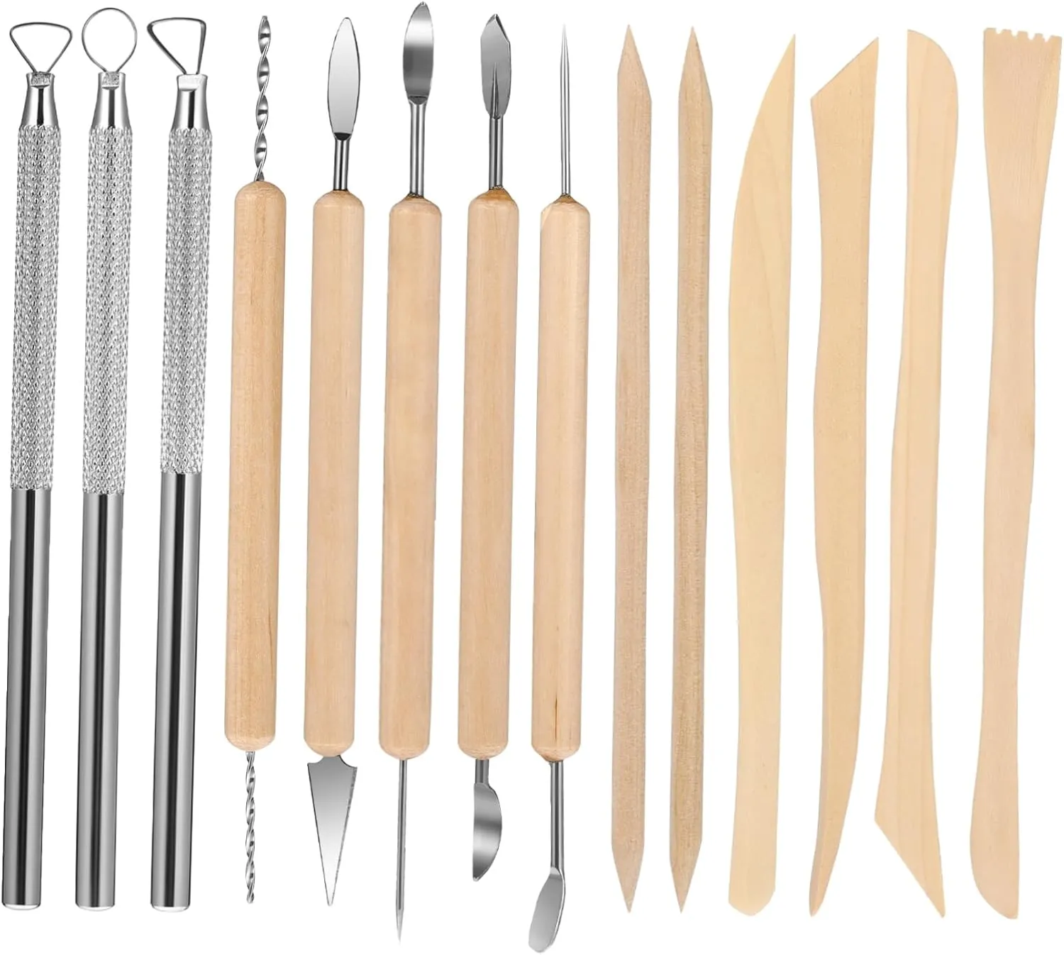 Gadpiparty Pottery Sculpture Tools Kit Professional Wooden Metal for Carving Jewelry Making Sculpting Includes Metal Tools in Zippered Bag for