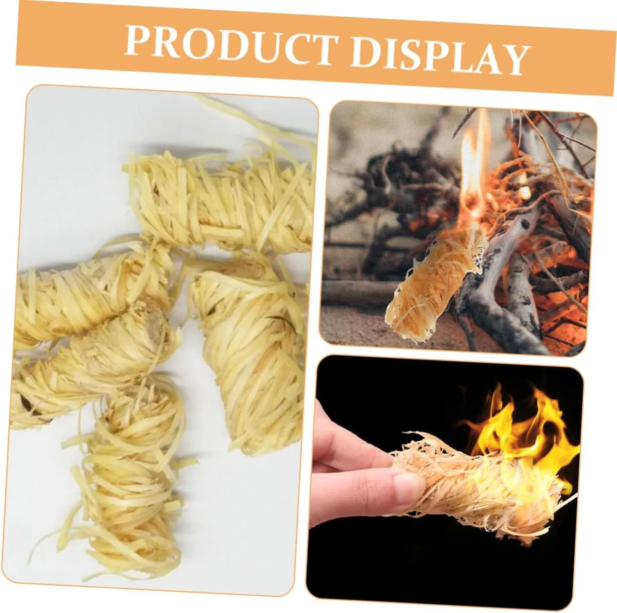GALPADA 160pcs Natural Wooden Fire for Campfires Grilling Emergency Fire Starter for BBQ Fireplace Outdoor Cooking Compact Lightweight
