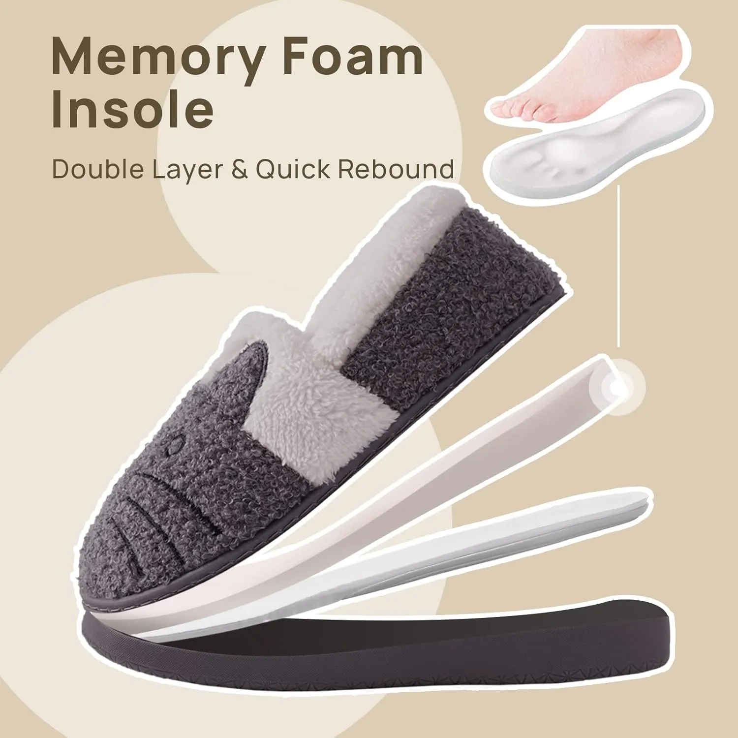 GaraTia Women/Kids Family Cute Cat Warm House Slippers Booties