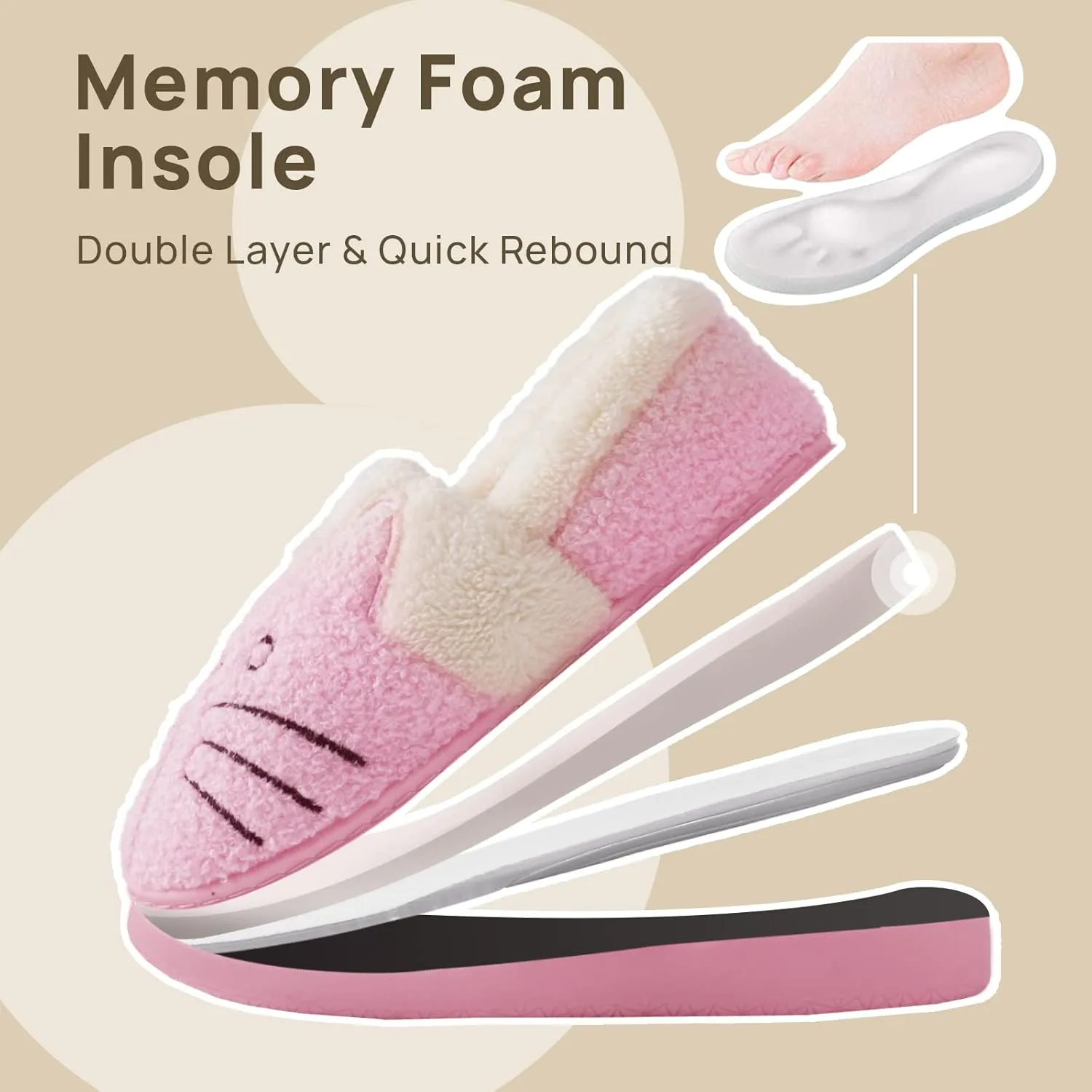 GaraTia Women/Kids Family Cute Cat Warm House Slippers Booties