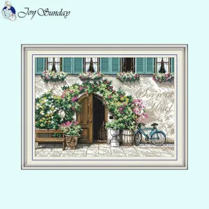 Gate Counrtyard Scenic Cross Stitch Kits