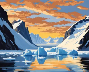 Generic Antarctica Collection PD (4) - Antarctic Peninsula - Van-Go Paint-by-Number Kit 50x65cm DIY Frame